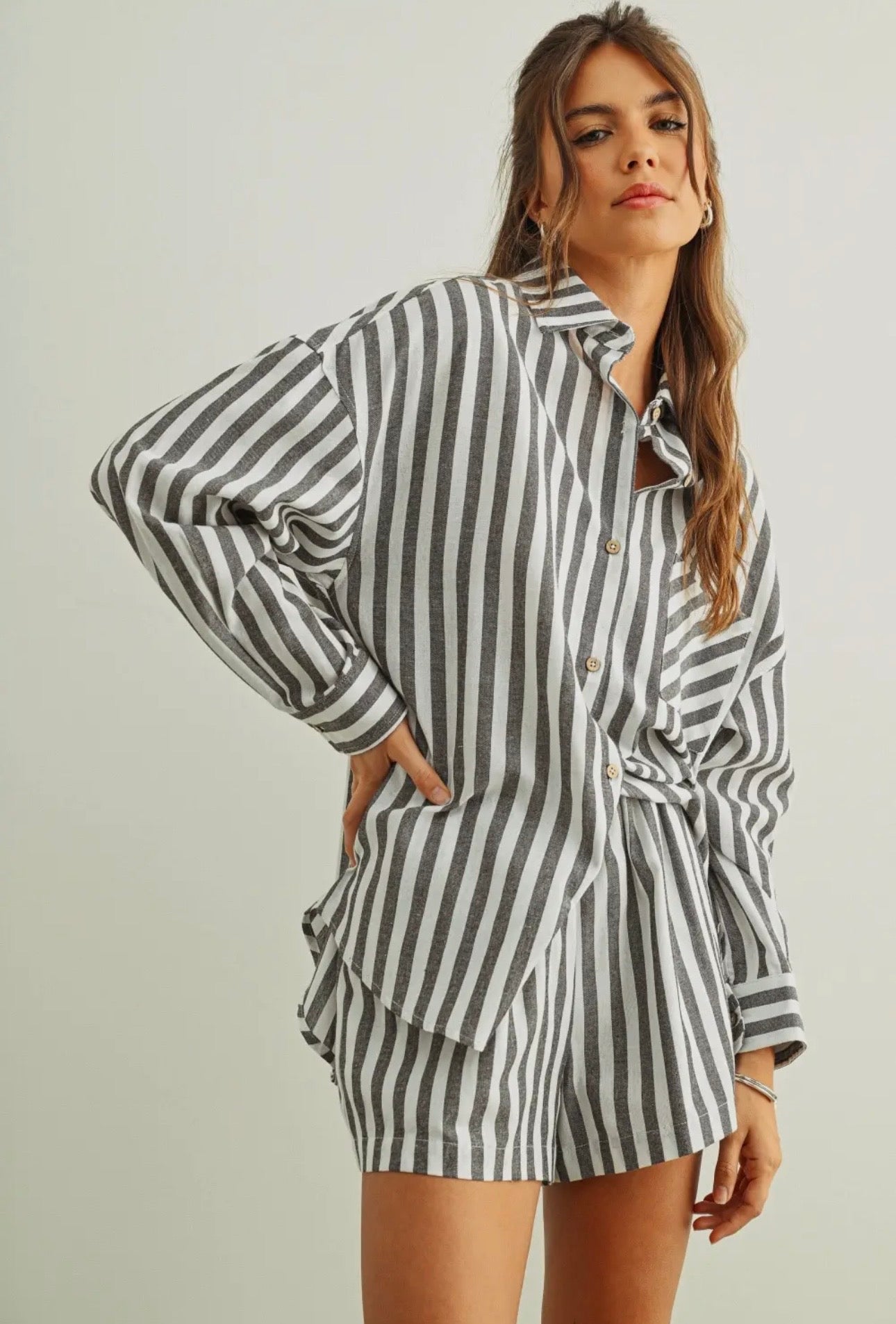 Striped Cotton Button Down