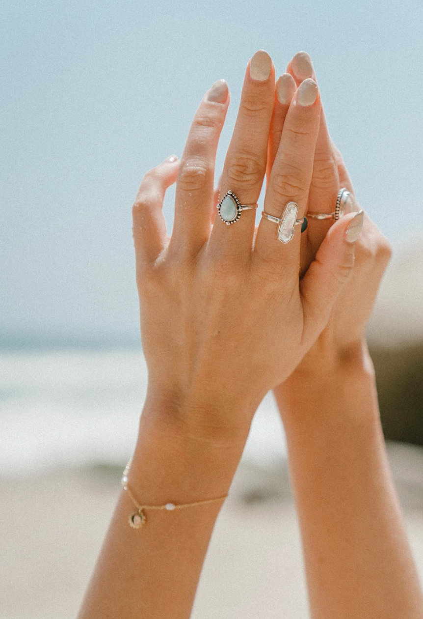Beaded Larimar Ring