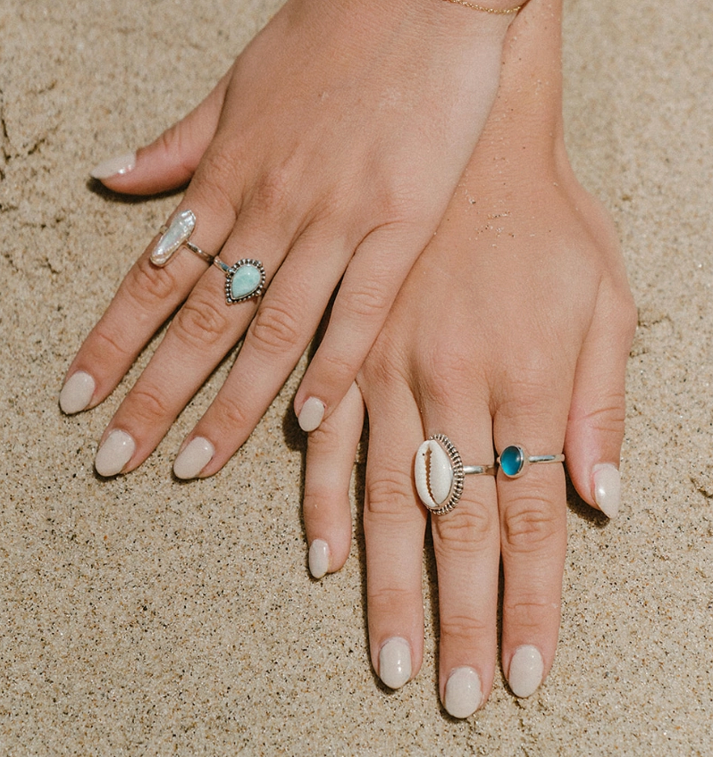 Beaded Larimar Ring