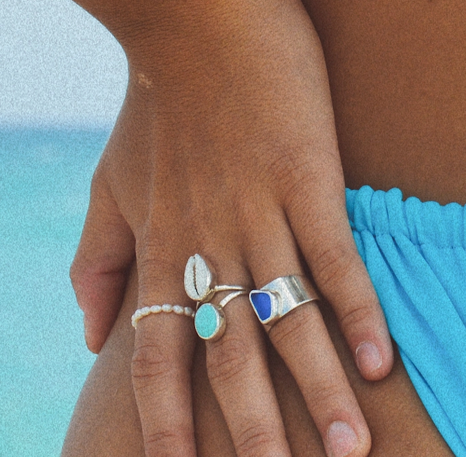 Cowrie & Turquoise Ring