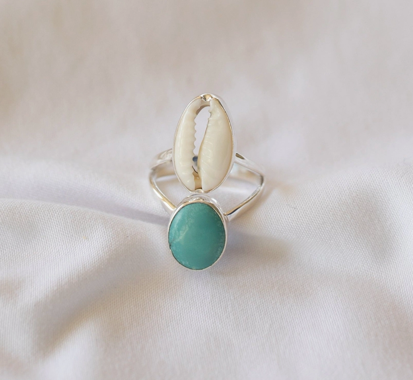 Cowrie & Turquoise Ring