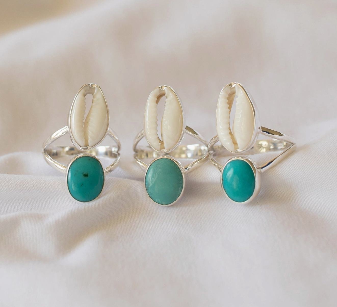 Cowrie & Turquoise Ring