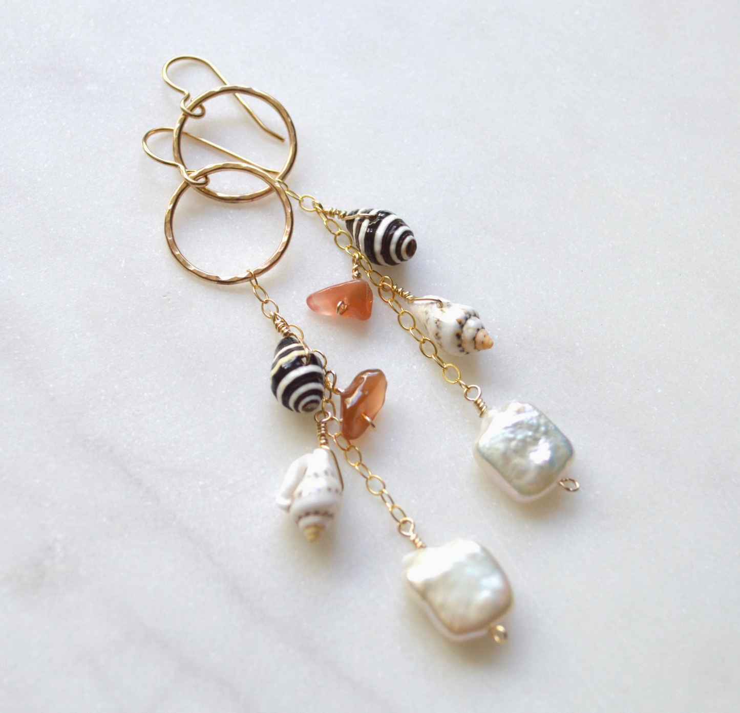 Pearl Shell Cluster Earrings