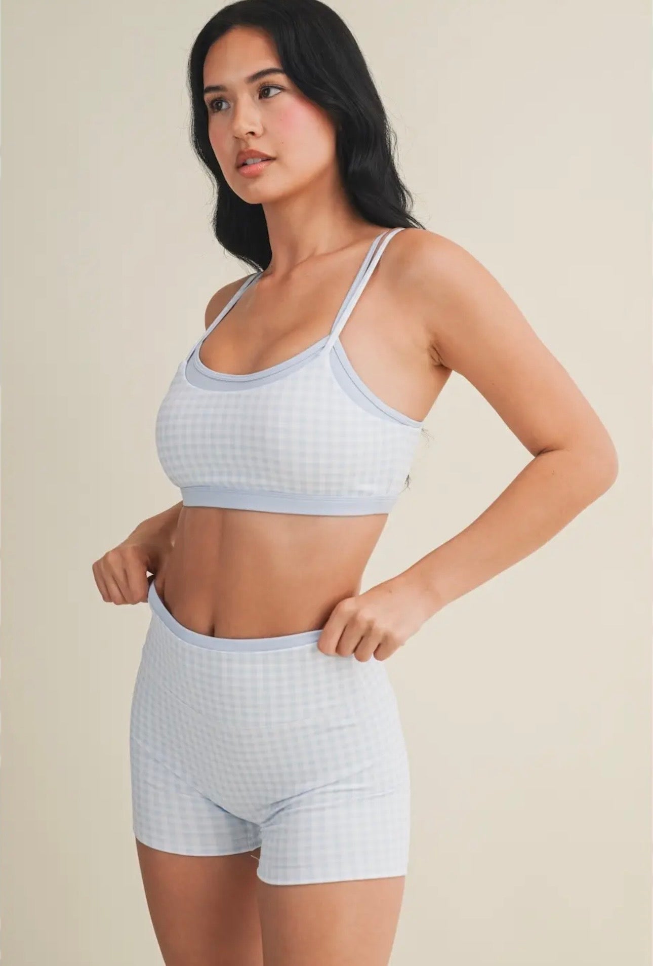 Gingham Double Layered Sports Bra