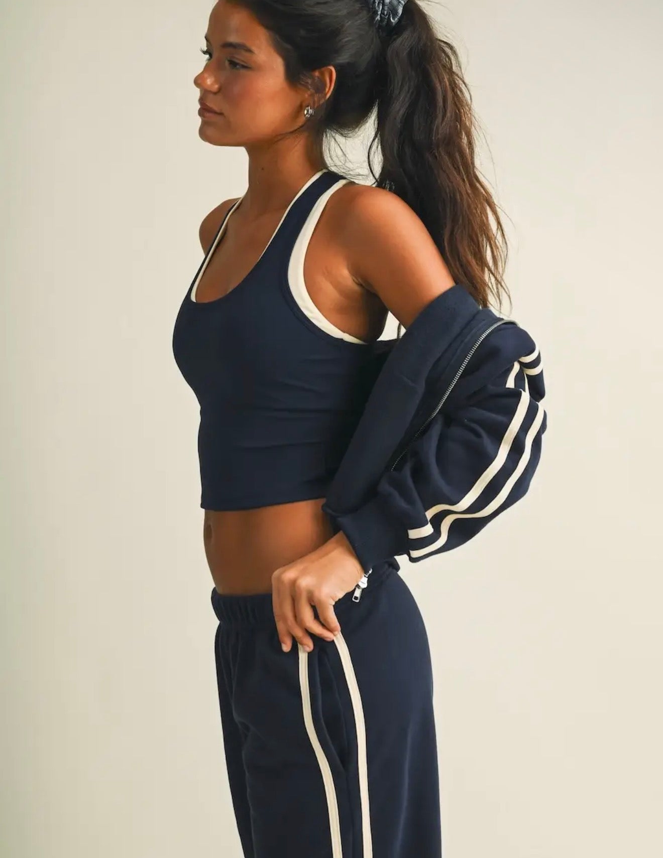 Navy Side Strip Hoodie & Sweatpants