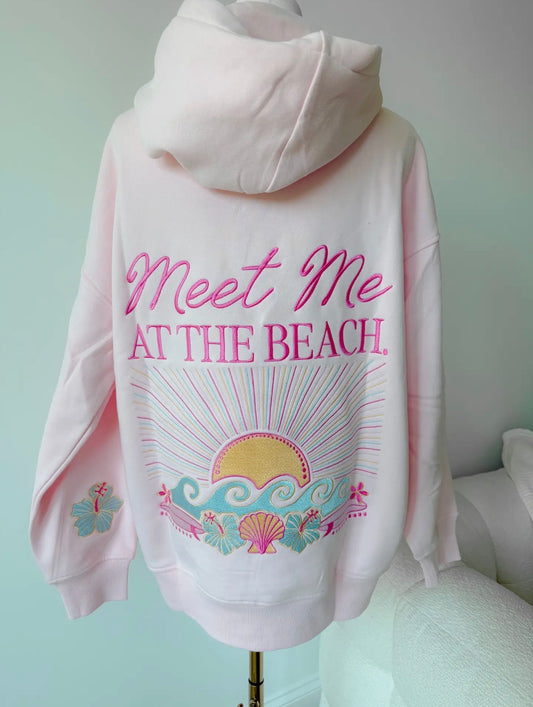 Meet Me At The Beach Embroidered Hoodie