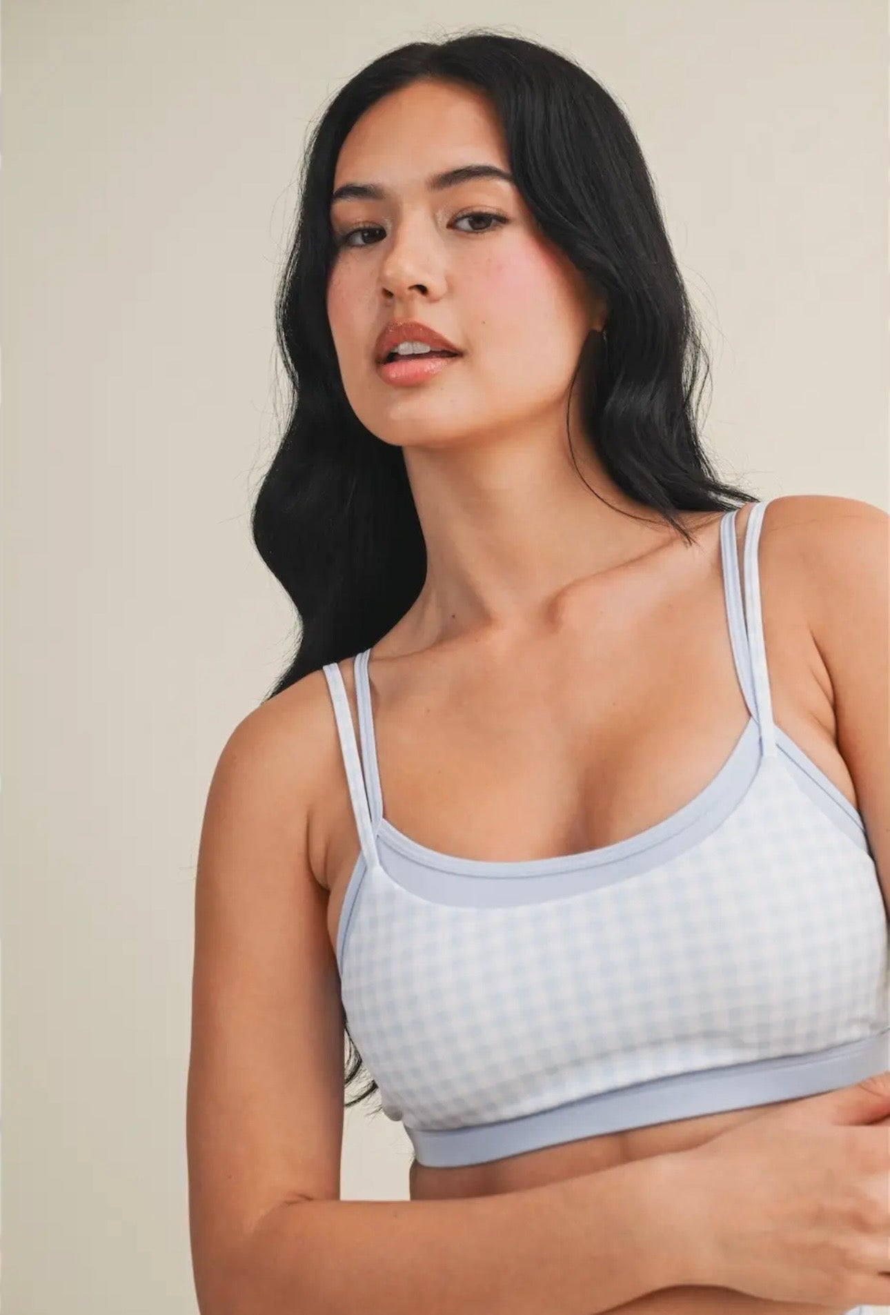 Gingham Double Layered Sports Bra