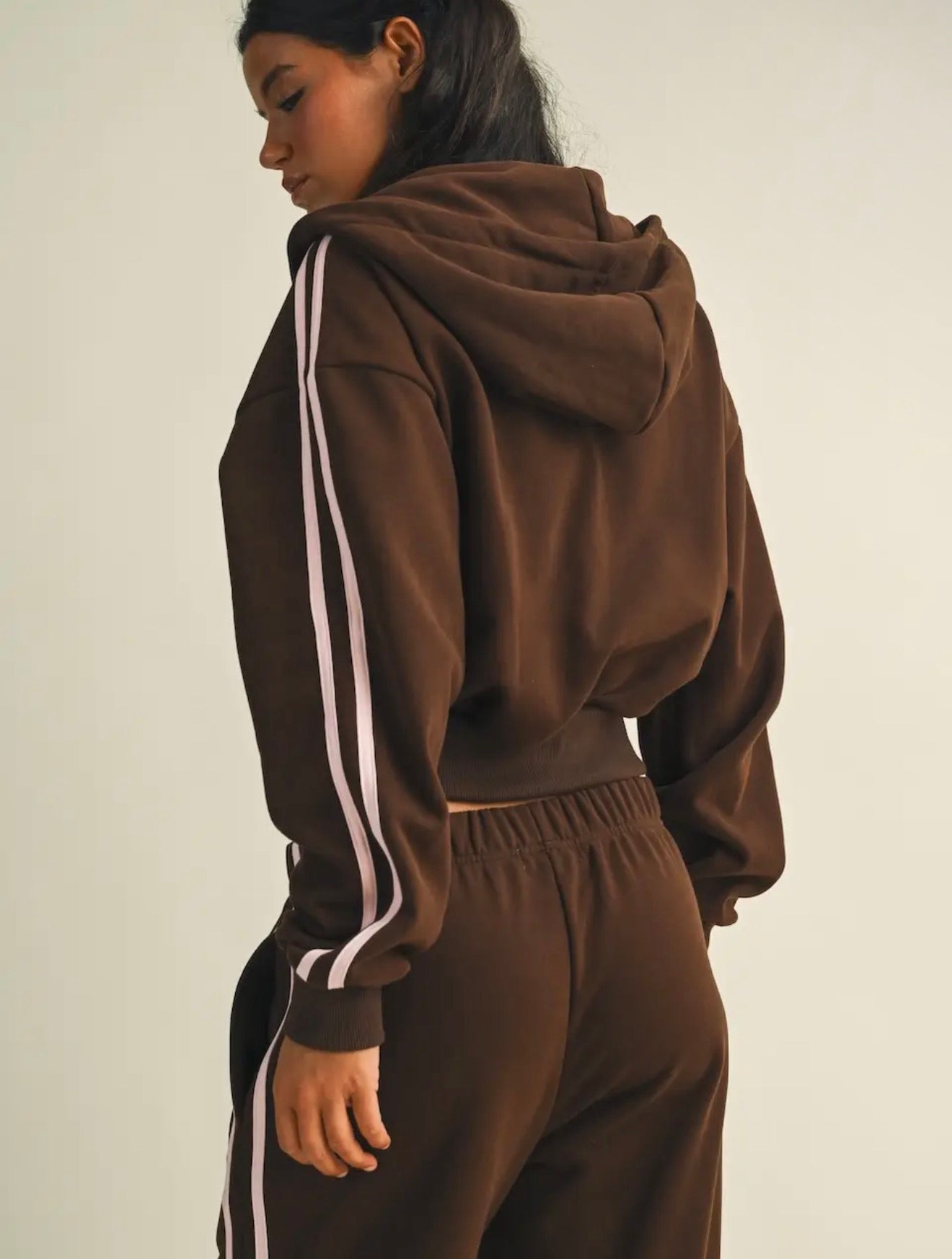 Brown Side Stripe Hoodie & Sweatpants