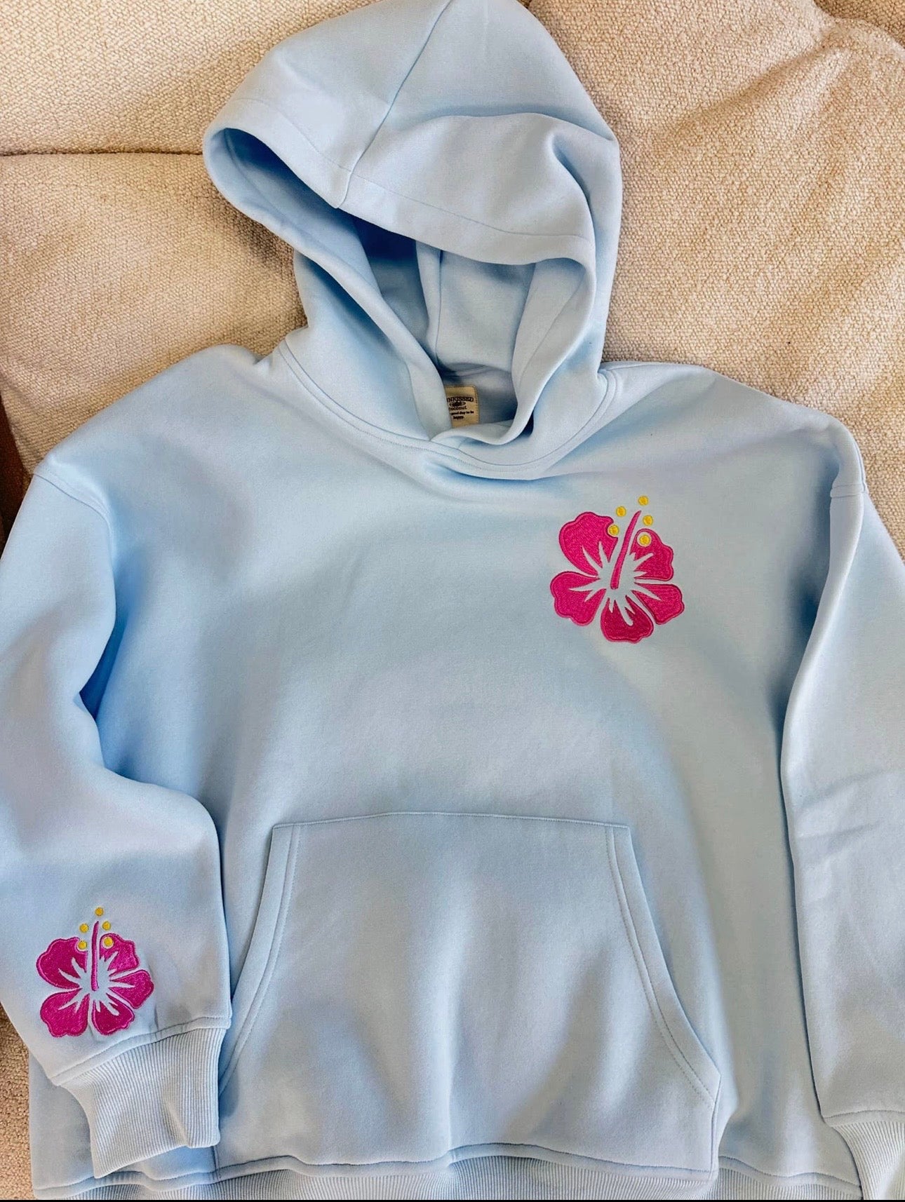 Hibiscus Flower Beach Babe Embroidered Hoodie