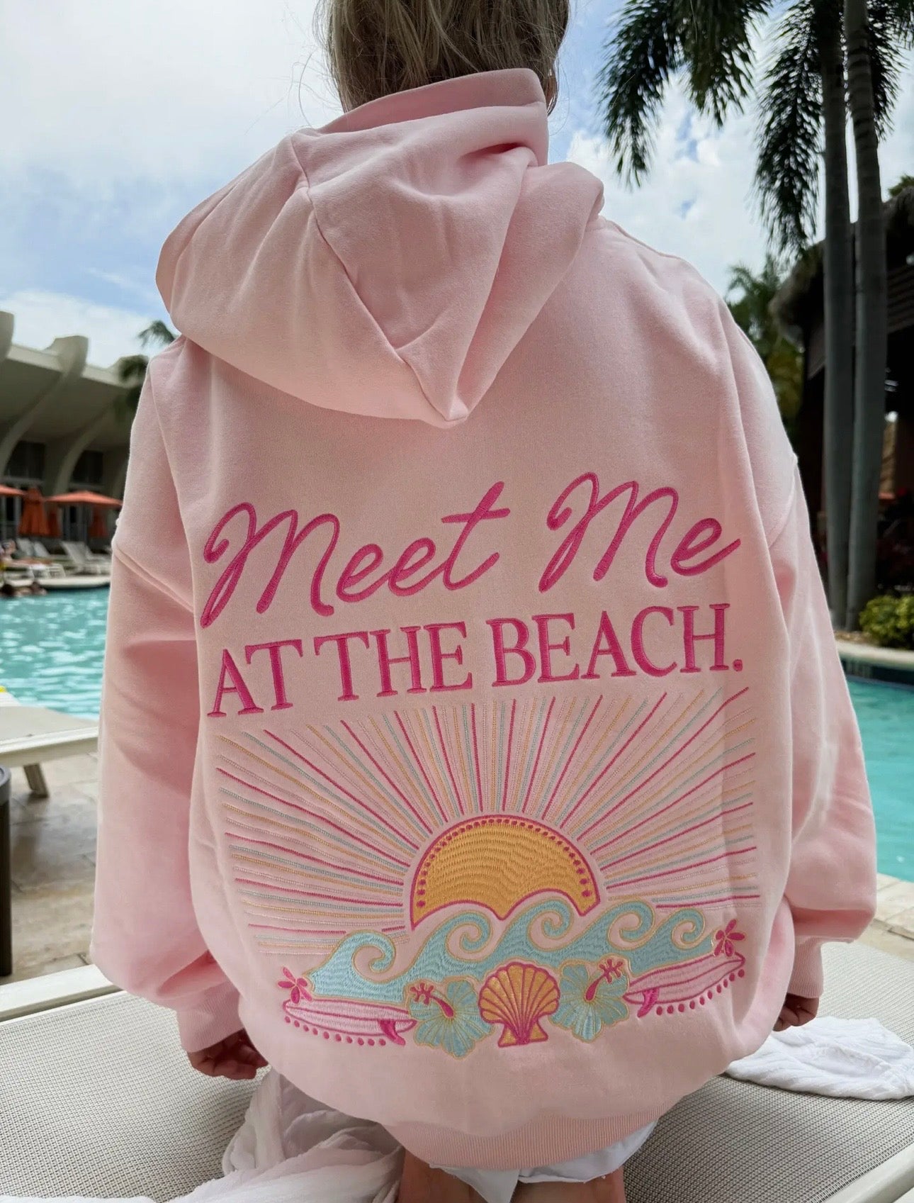 Meet Me At The Beach Embroidered Hoodie