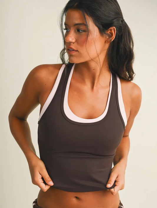 Brown & Light Pink Racerback Tank