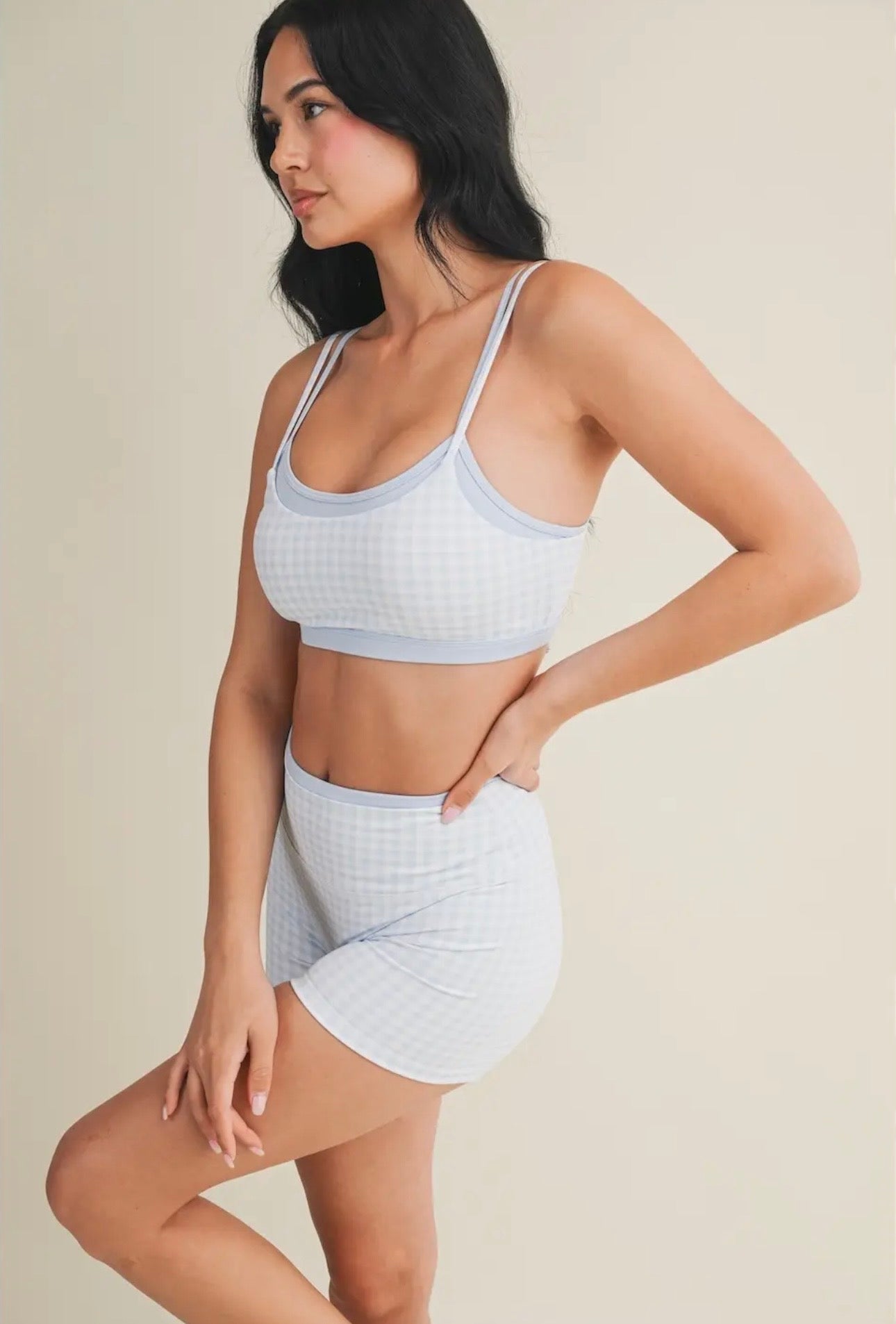 Gingham Double Layered Sports Bra