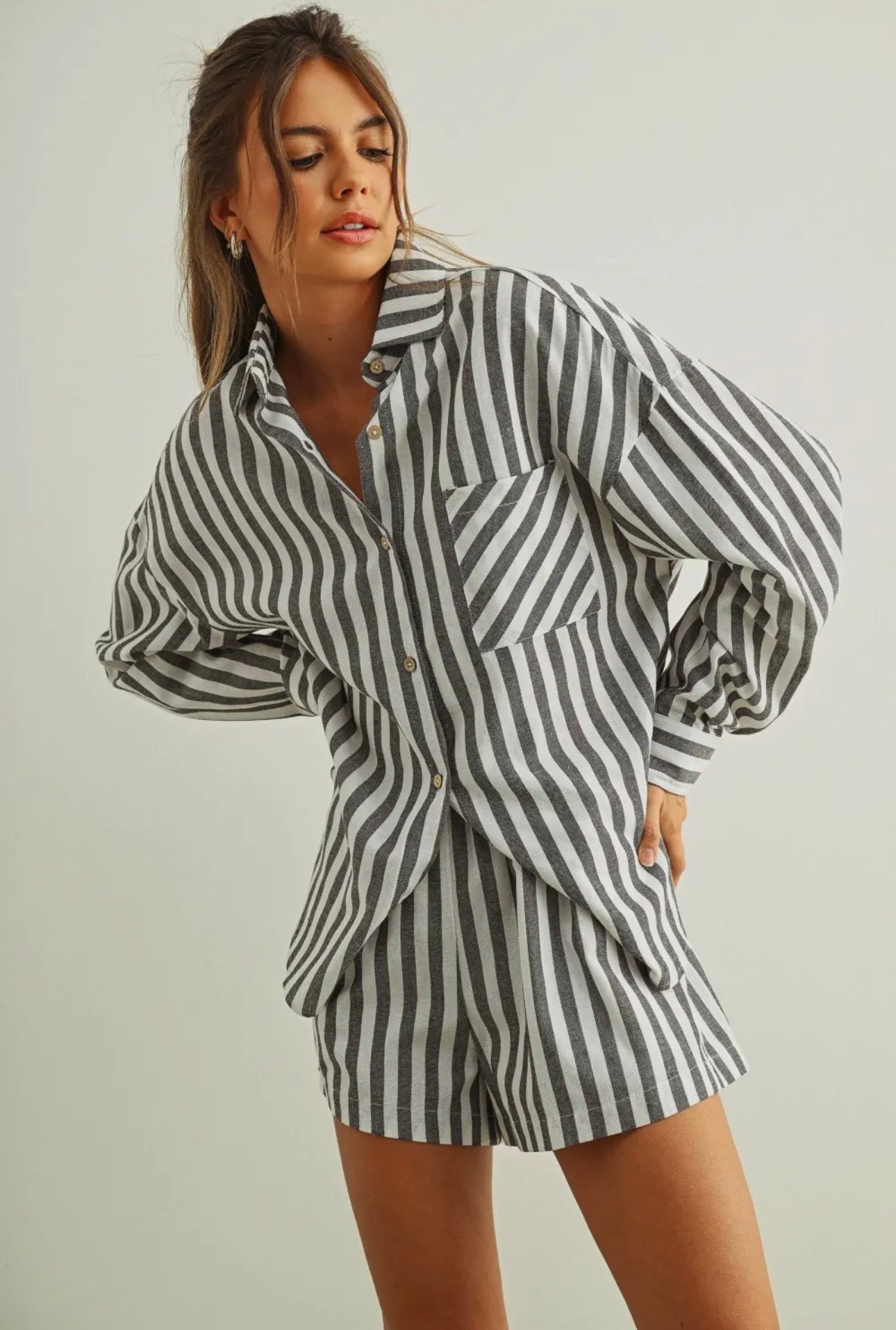 Striped Cotton Button Down