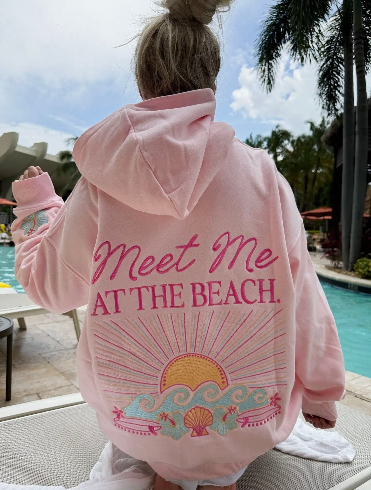 Meet Me At The Beach Embroidered Hoodie