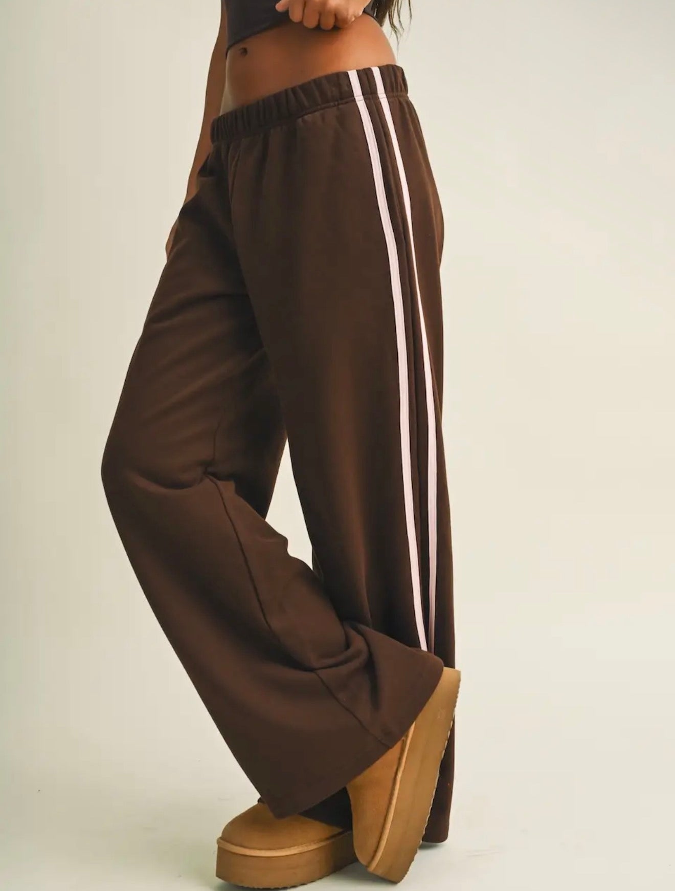 Brown Side Stripe Hoodie & Sweatpants