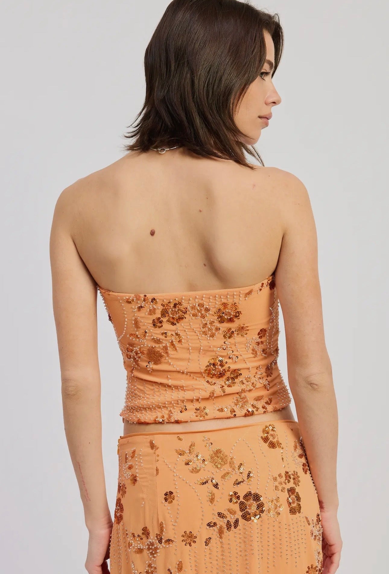 Orange Sequin Tube Top