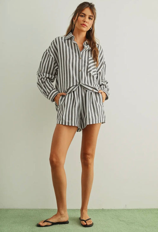 Striped Cotton Shorts