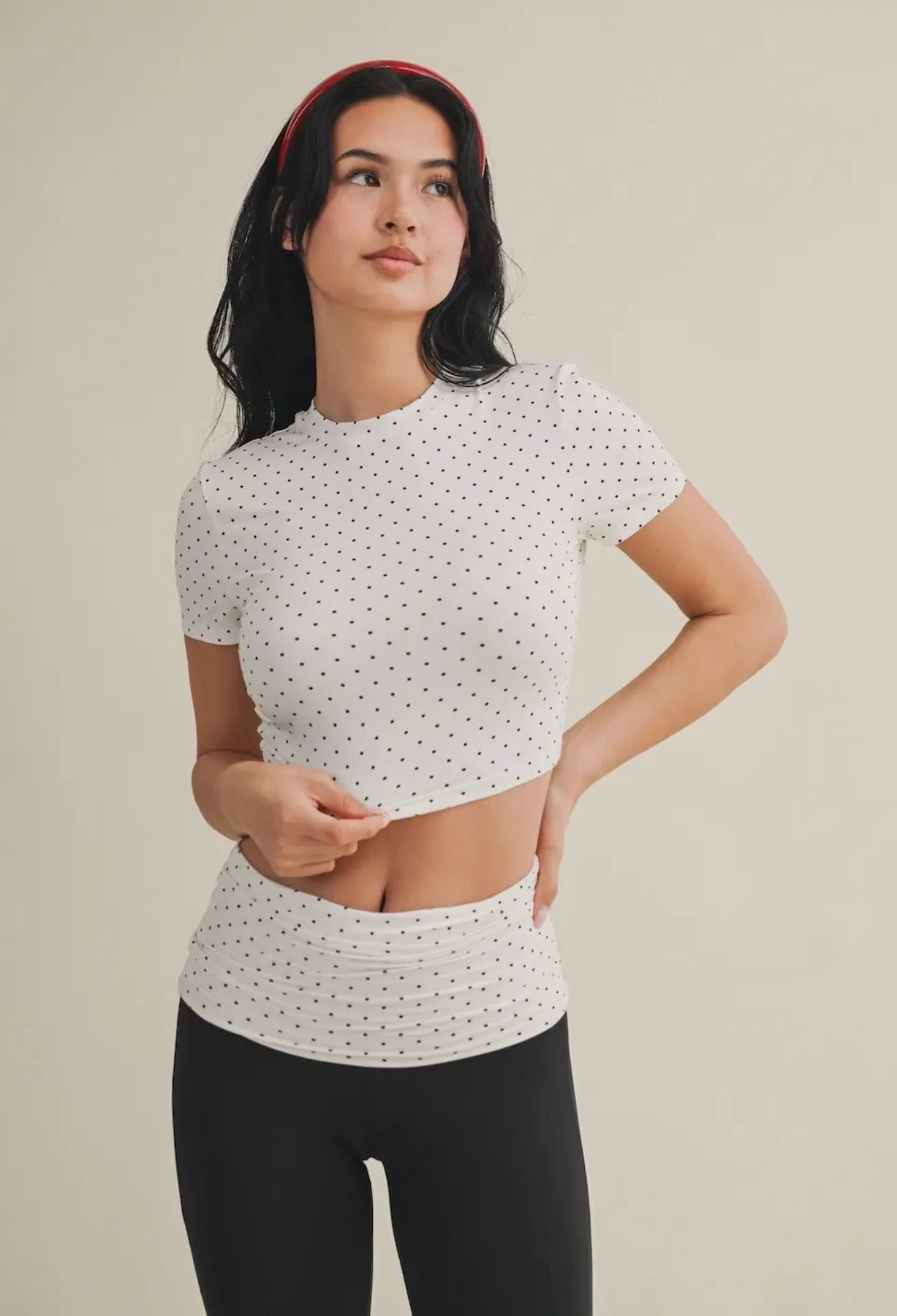 Polka Dot Crewneck Top