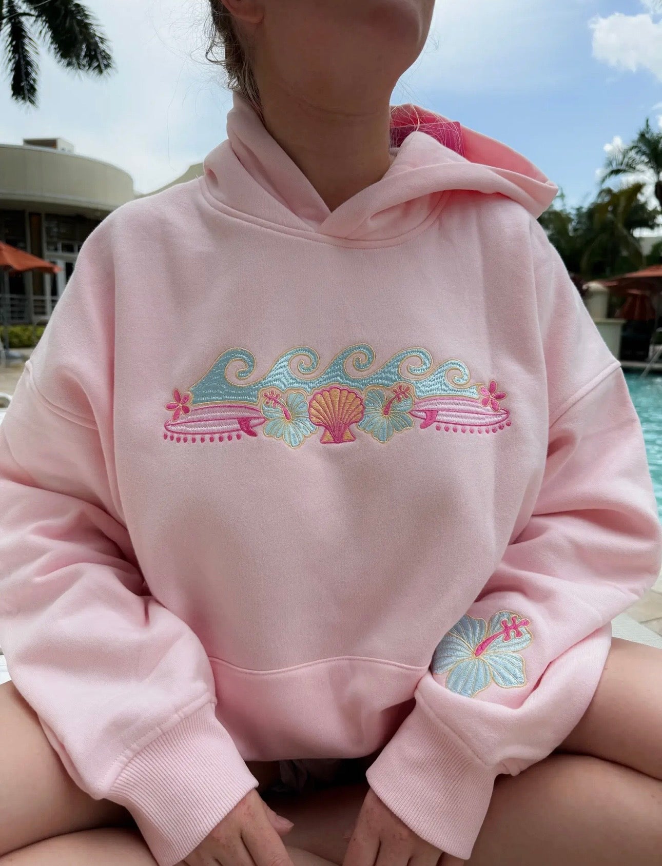 Meet Me At The Beach Embroidered Hoodie