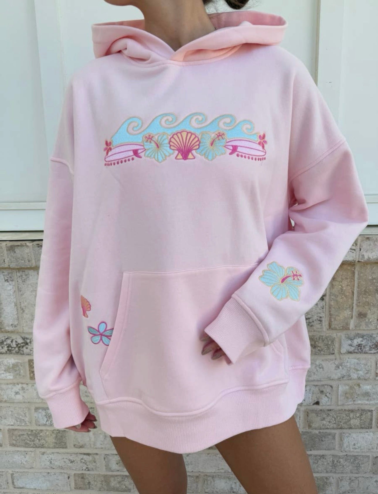Meet Me At The Beach Embroidered Hoodie