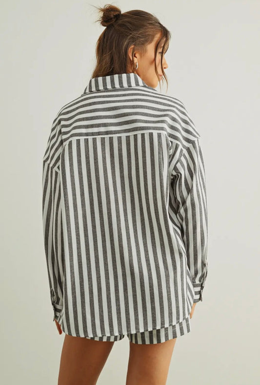 Striped Cotton Button Down