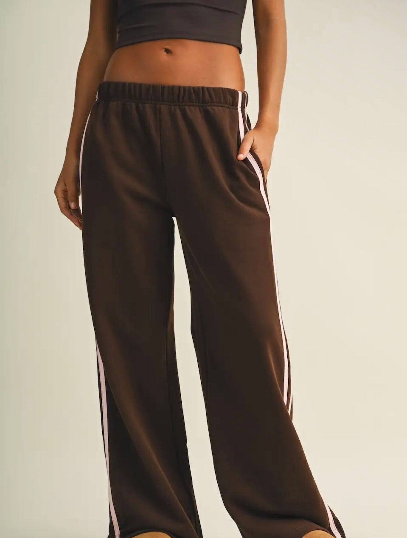 Brown Side Stripe Hoodie & Sweatpants