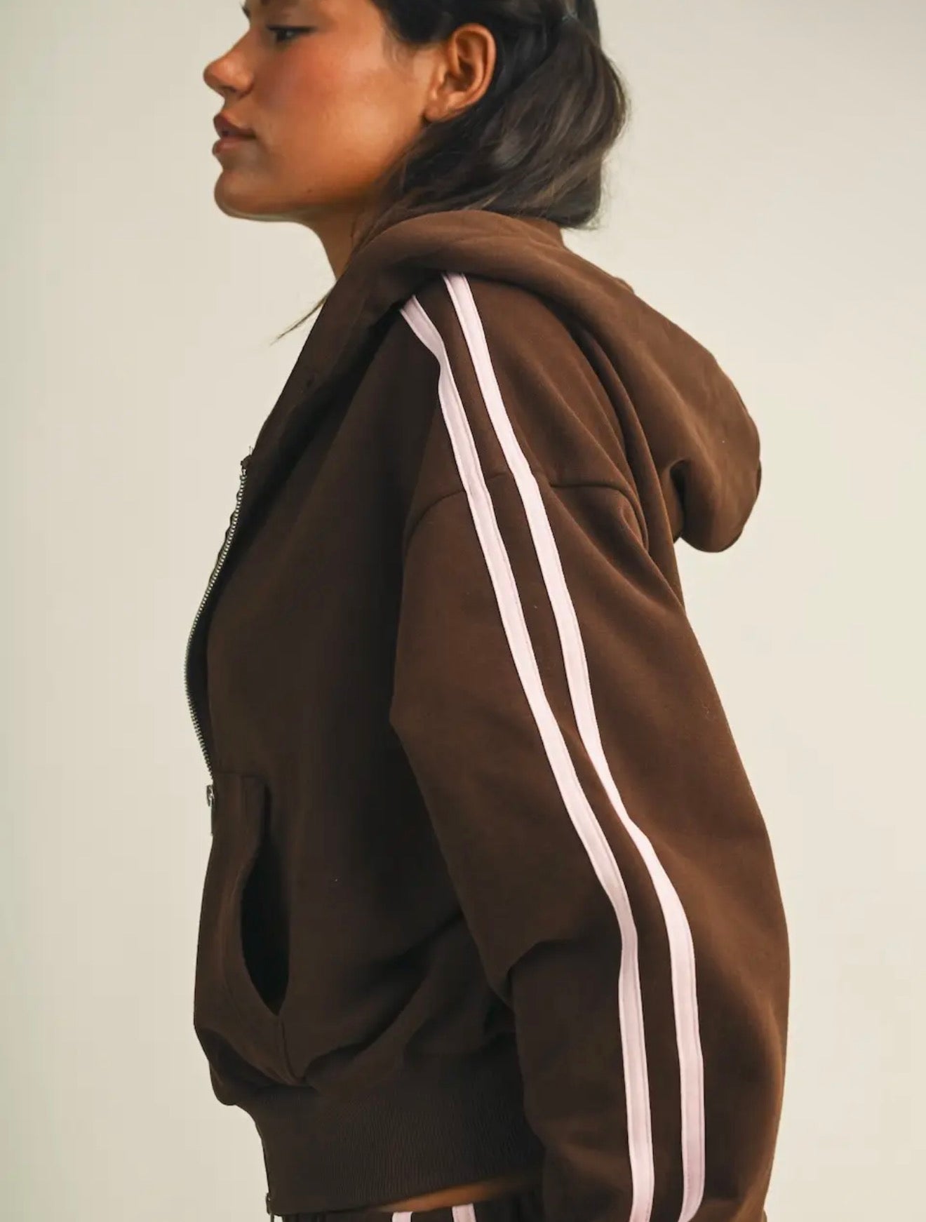 Brown Side Stripe Hoodie & Sweatpants