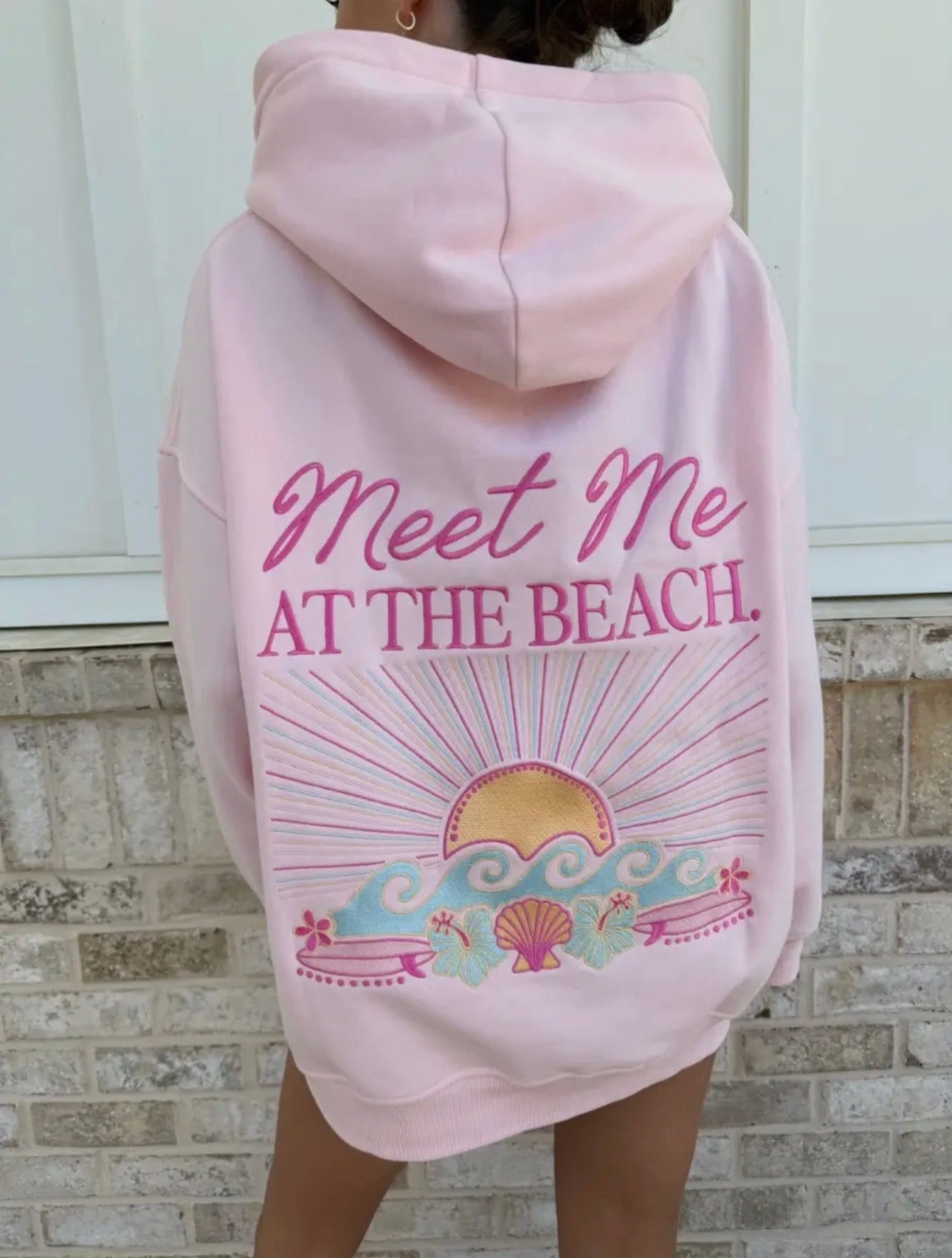 Meet Me At The Beach Embroidered Hoodie