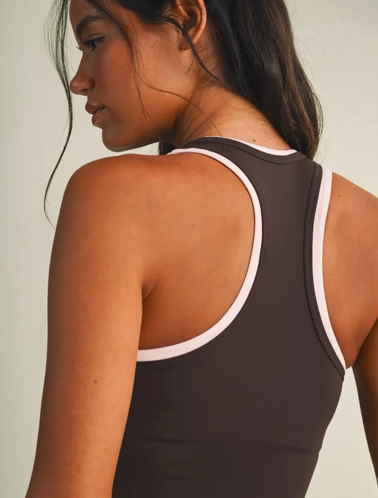 Brown & Light Pink Racerback Tank