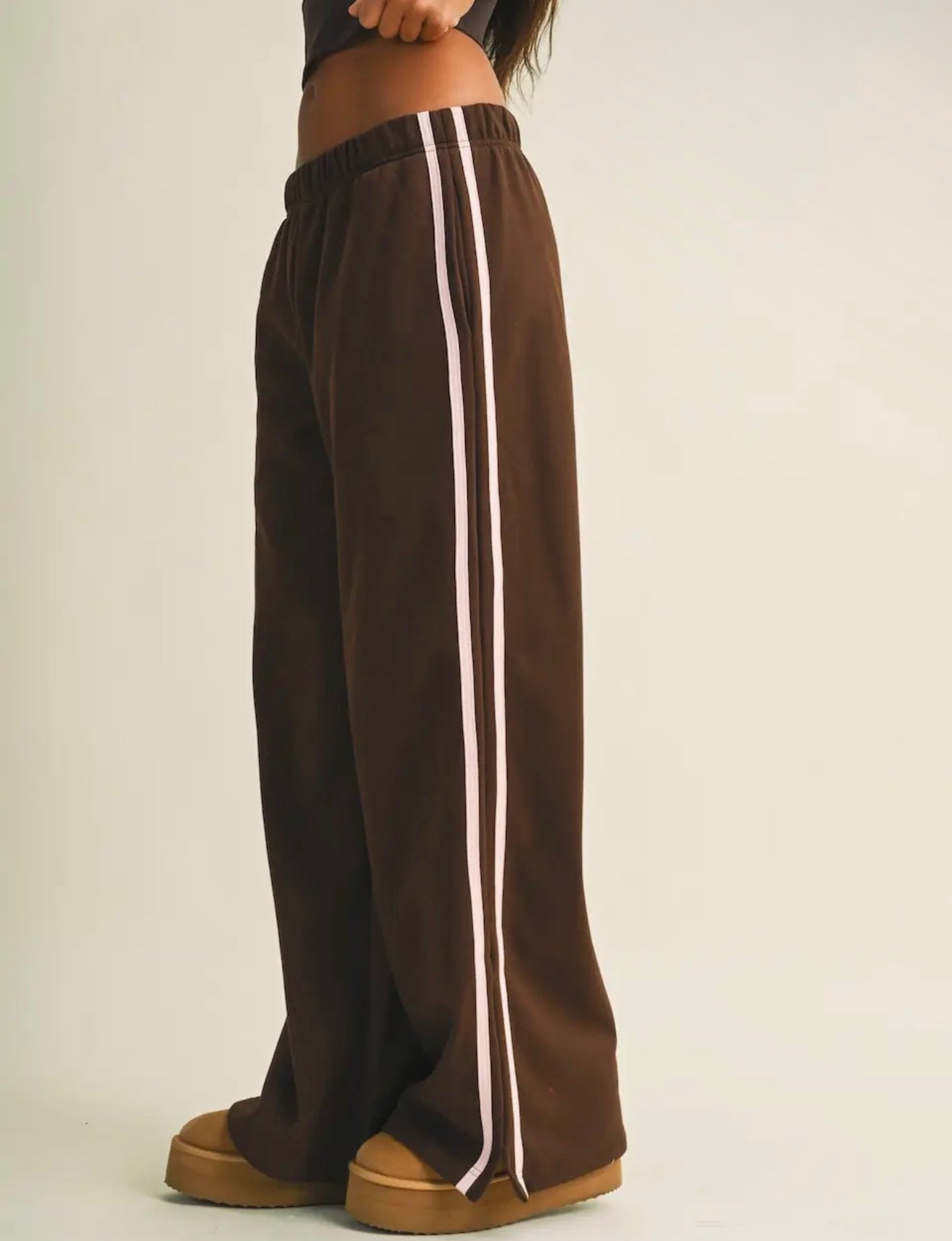 Brown Side Stripe Hoodie & Sweatpants