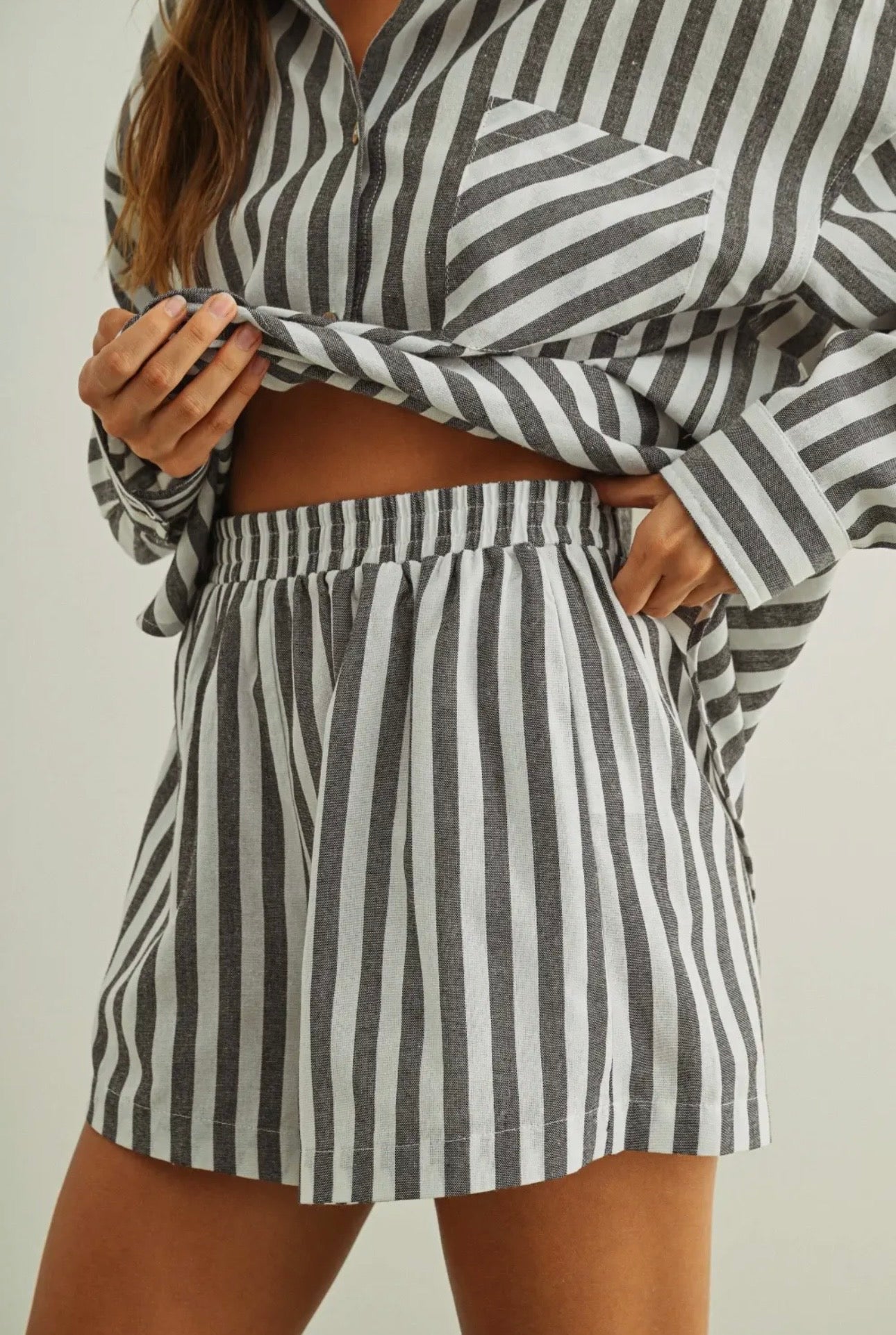 Striped Cotton Shorts