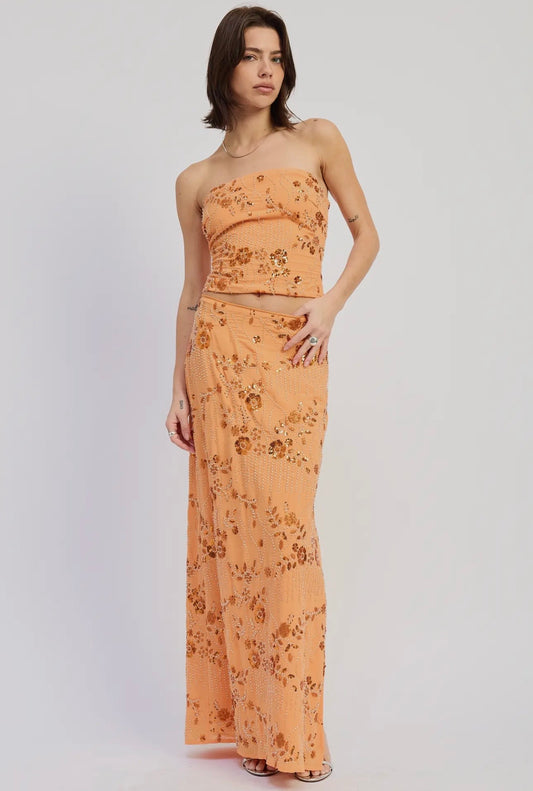 Orange Sequin Tube Top