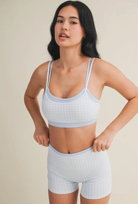 Gingham Double Layered Sports Bra