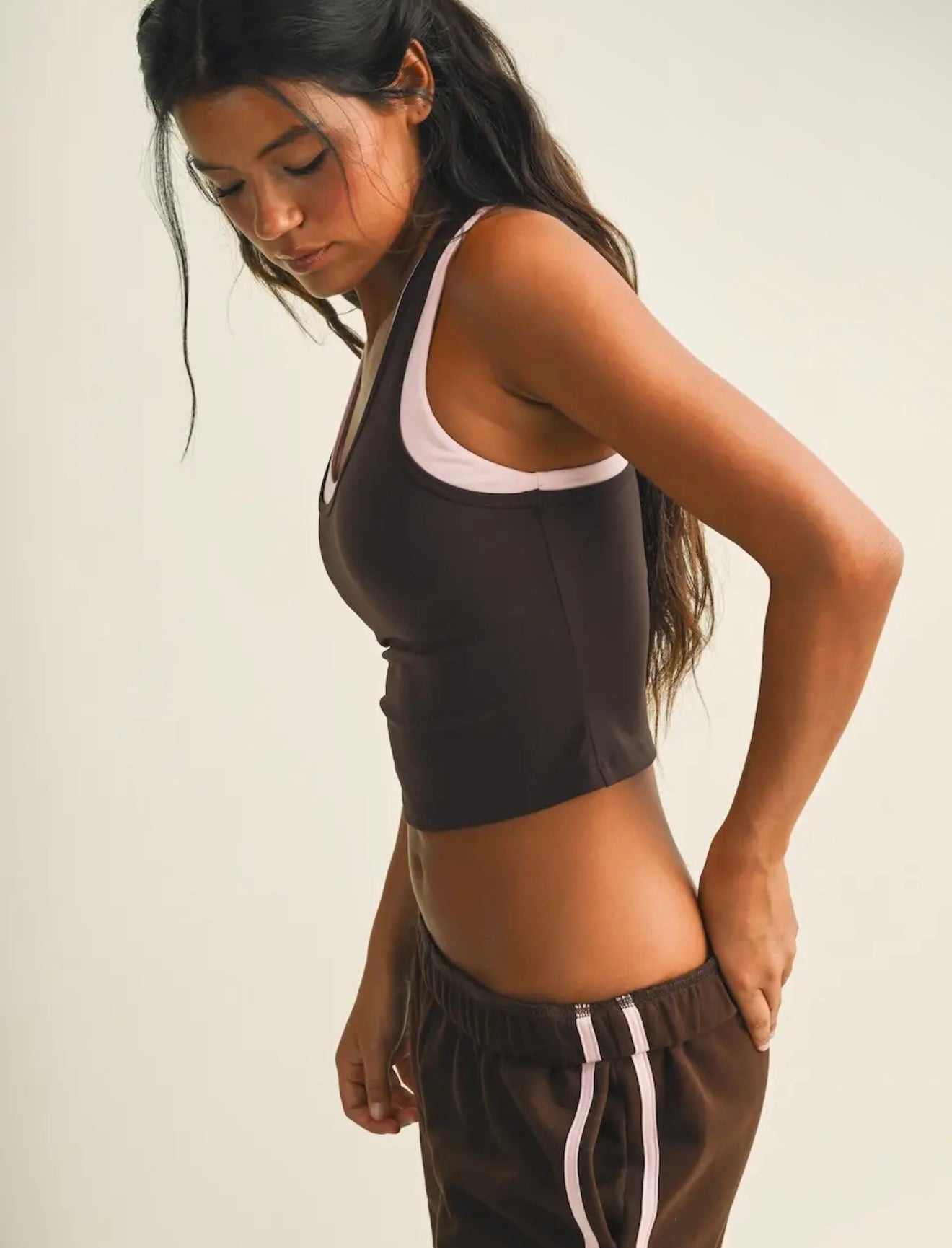 Brown & Light Pink Racerback Tank