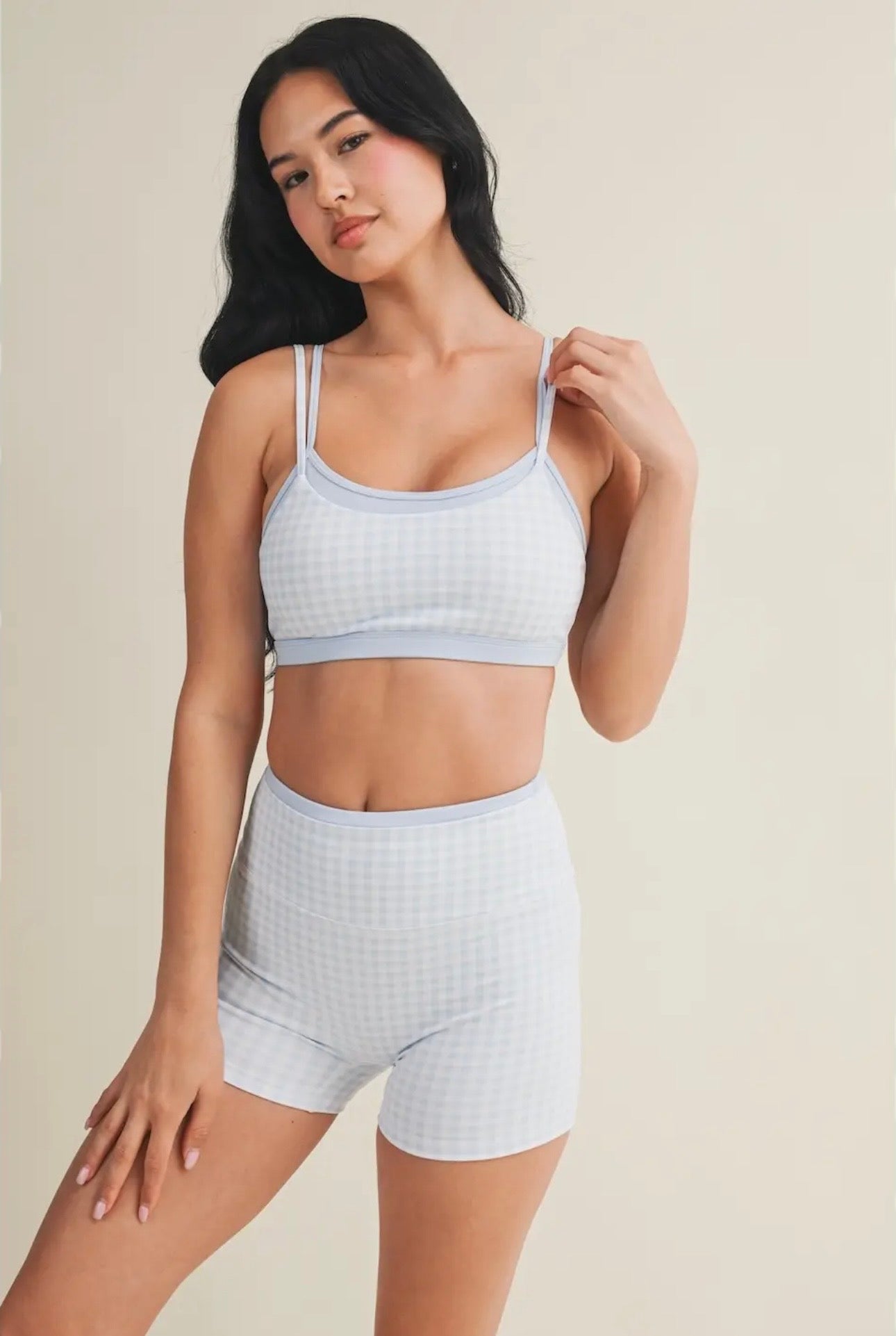 Gingham Double Layered Sports Bra