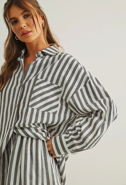 Striped Cotton Button Down