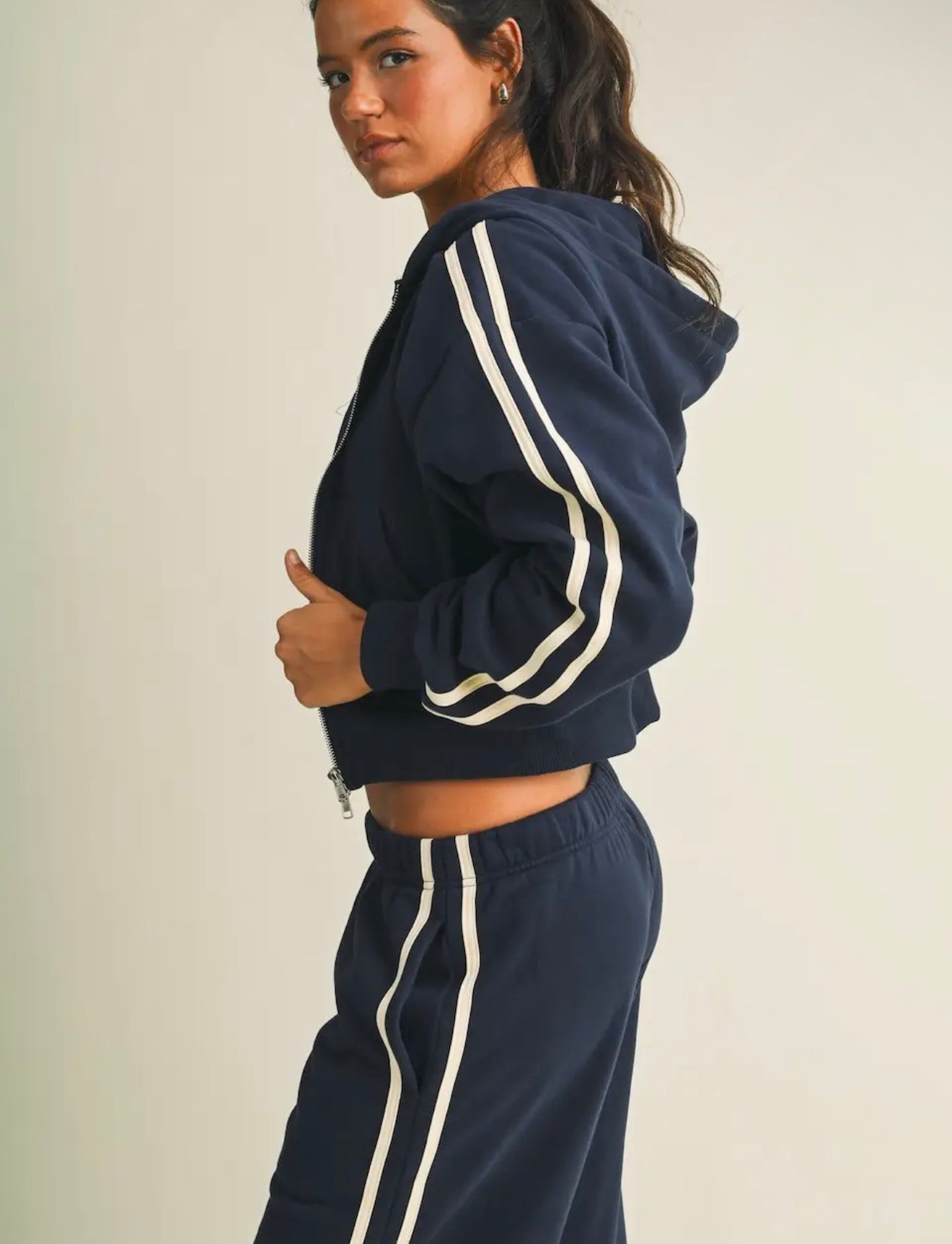 Navy Side Strip Hoodie & Sweatpants