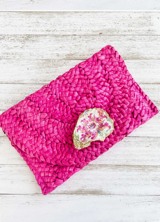 Floral Oyster Shell Clutch