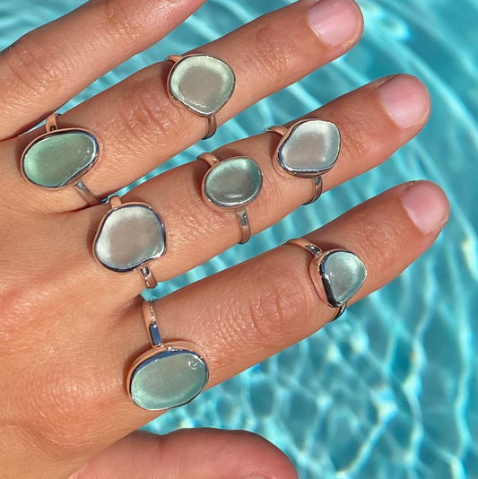 Blue Sea Glass Ring