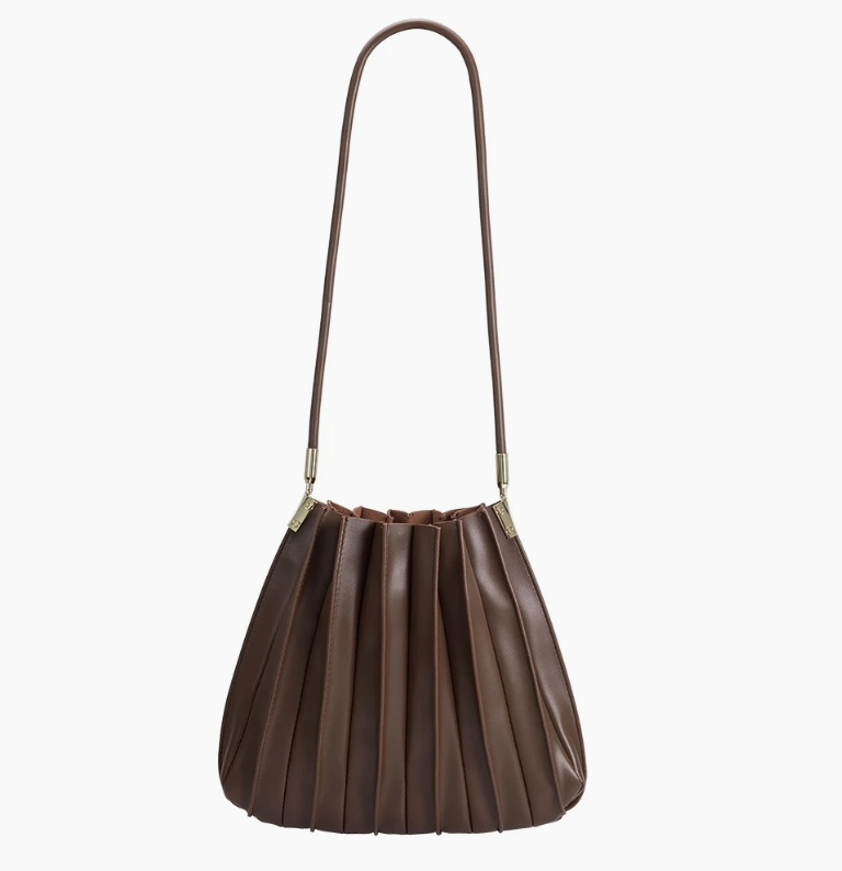 Carrie Chocolate Pleated Shoulder Bag