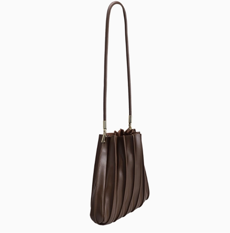 Carrie Chocolate Pleated Shoulder Bag