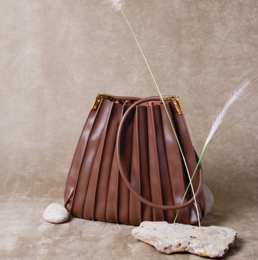 Carrie Chocolate Pleated Shoulder Bag