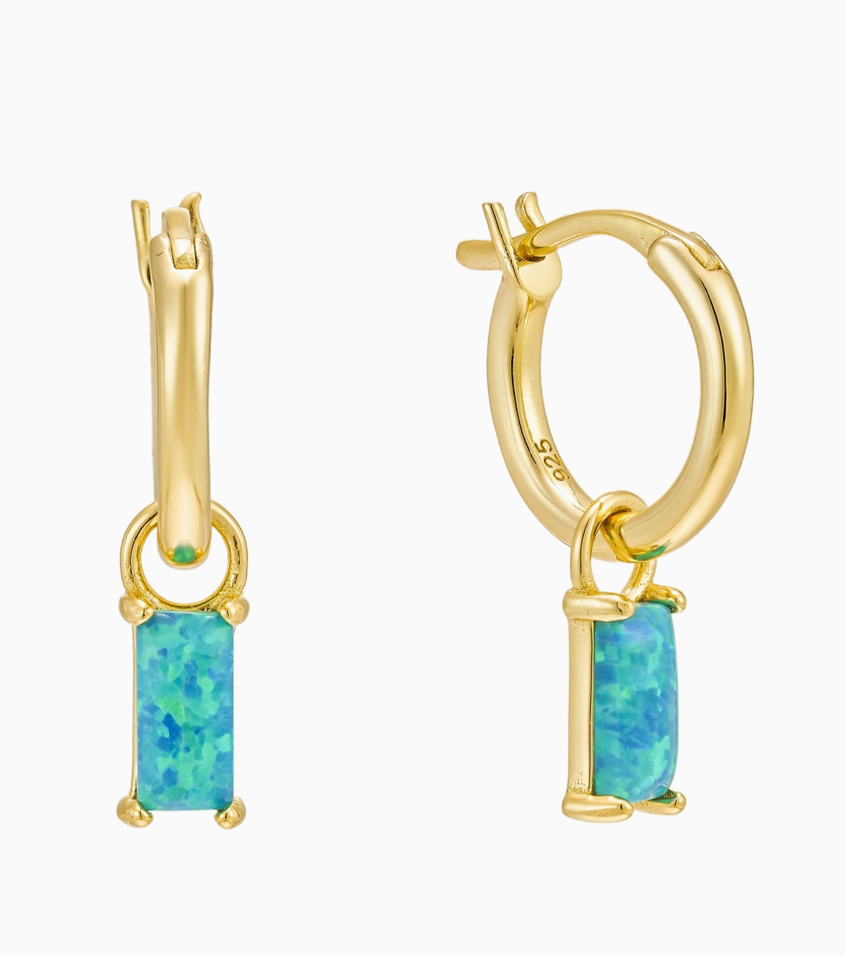 Blue Lagoon Opal Hoops