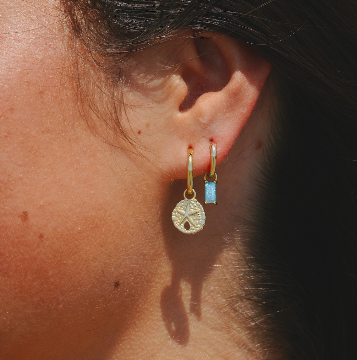 Blue Lagoon Opal Hoops