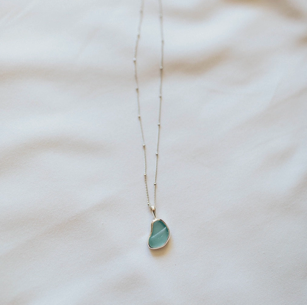 Blue Sea Glass Necklace