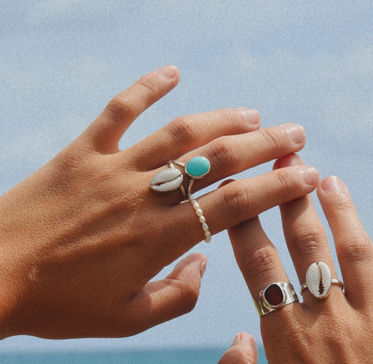 Cowrie & Turquoise Ring