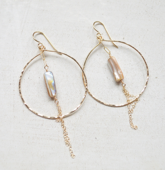 Mother of Pearl Hoop Earrings