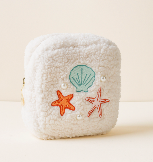 Seashells & Pearls Square Teddy Pouch