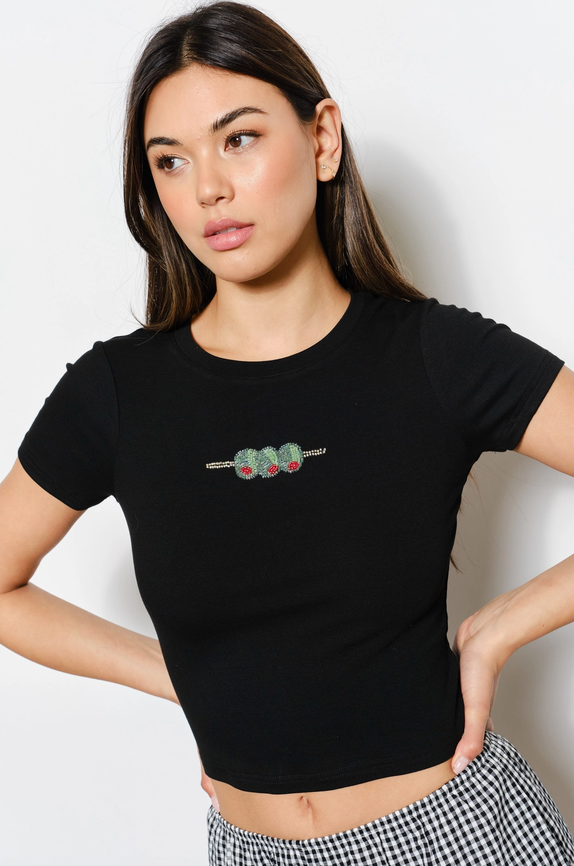 Olive Beaded Tee