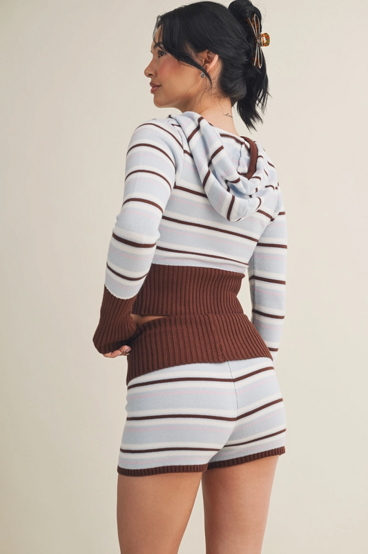 Striped Hoodie & Shorts Set